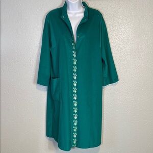 VNTG At Home Wear Sears Green and White Robe Intimates & Sleepwear